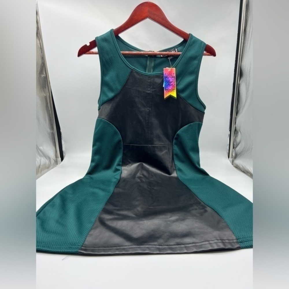 black faux leather and blueish green mini NWT size medium